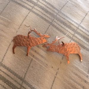 Earrings elk Navajo made solid copper unworn